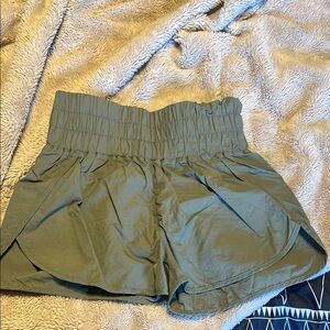 Women's Olive Green High-Waisted Shorts